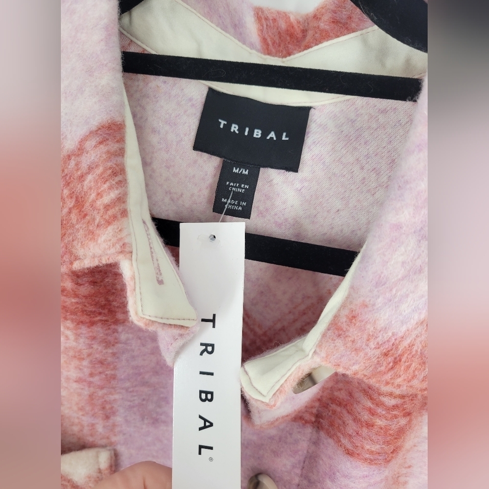 Tribal‎ Check Plaid Oversized Shacket Jacket Size M New - Picture 5 of 7